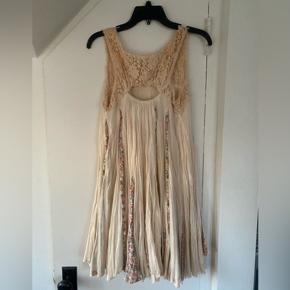 Free People One Annabella Boho Mini Dress Ivory Floral Size Small - Picture 6 of 7